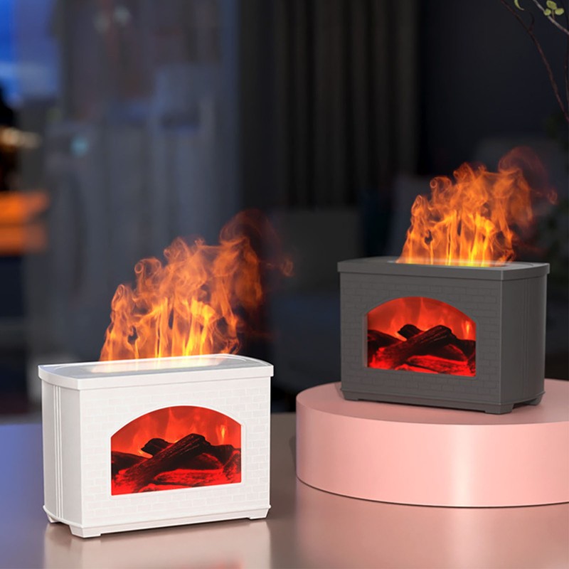 270ml Mist Humidifier Simulated Fireplace Design Power Off Protection Fire