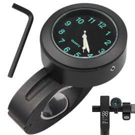 Alicer Motorcycle Watch Waterproof, Handlebar Mount Bicycle Clock, Universal Luminous Clock for Handlebars, Handlebar Mount Watch for Motorcycles, Electric Vehicles, Bicycle (Black)