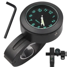 Alicer Motorcycle Watch Waterproof, Handlebar Mount Bicycle Clock, Universal Luminous Clock for Handlebars, Handlebar Mount Watch for Motorcycles, Electric Vehicles, Bicycle (Black)