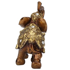 PAER Polyresin Elephant Statue Gold Elegant Elephant Statue with Upturned Trump, Gift for Collectable Figurine, Lucky Charm of Wealth, Home Decoration (M)