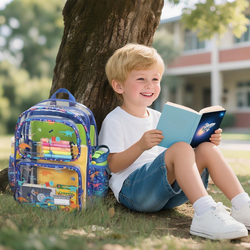 Bagseri Clear Backpack for Kids - 15 Inch Clear Bookbag