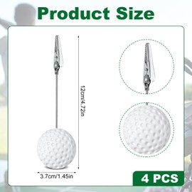 4pcs Resin Golf Ball Memo Clips, Ball Base Memo Clips with Alligator Clip Table Number Card Holders Place Card Holders Picture Holder Table Memo Holder for Wedding Office Party Menu Decor