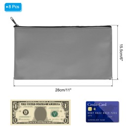 PATIKIL 11"x 6" Bank Deposit Bag, 8Pcs Money Bag Bank Bag Security Money Pouch Receipt Holder for Tickets Coin Makeup Cosmetics Bills, Gray