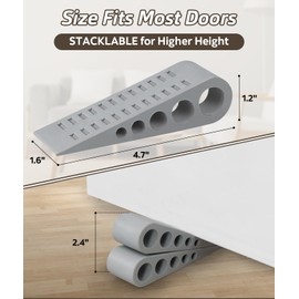 4 Pack Door Stops for Bottom of Door, Rubber Door Stopper Wedge with Holder, Door Holder to Keep Door Open, Doorstop Wall Protector for Home & Office & School, Grey