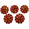 Goldgöre 5 Elegant Metal Buttons Red Gold with Rhinestones with