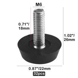 TOVOT 32PCS M6 Furniture Leveling Feet 20×25MM Screw on Table Feet Adjustable Furniture Legs Levelers for Chair Cabinet