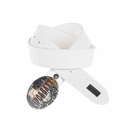 Cipo & Baxx CG206 Men's Leather Belt Colourful Buckle Oval Brand Badge Belt, White