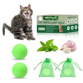 Racgrul Cat Repellent Outdoor, Cat Deterrent Outdoor Indoor Balls, Long-Lasting Plant-Based Formula to Help Keep Cats Away from Yard, Garden, Lawn, Plants, Furniture, Trash Cans (10)
