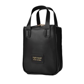 Fycyko Large Capacity Travel Toiletry Bag for Women Waterproof Wash Bag Dopp Kit PU Leather Cosmetics Makeup Bag Organizer for Full Size Accessories Wide Open Zipper Pouch with Compartments - Black