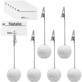 6Pcs Resin Golf Ball Alligator Clips – Heavy Duty Non-Slip Golf Towel Holder,Place Card Holder Memo Clip Holder Stand Note Paper Clip Pictures Card Display for Office Menu Events Wedding Party