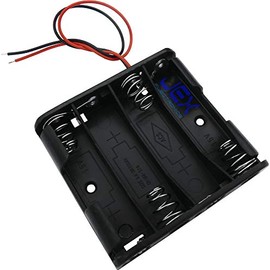 Jex Electronics Four/Quad/4X AA Flat DIY Battery Holder Case Box Base 6V Volt PCB Mount with Bare Wire Ends