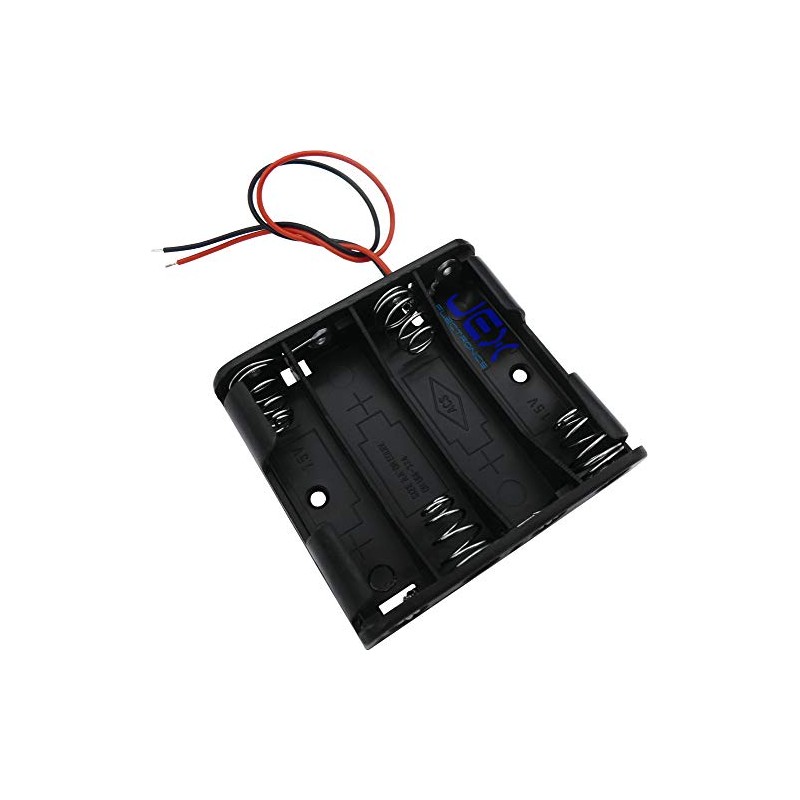 Jex Electronics Four/Quad/4X AA Flat DIY Battery Holder Case Box
