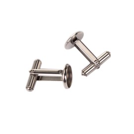 SHUNAE 10pcs Stainless Steel 12mm 14mm 16mm 20mm Blank Cufflink Bases Round Cabochon Setting Tray for Men Cuff Button DIY Making (14mm)