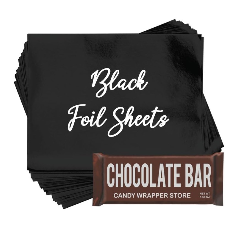 Black Shiny Candy Bar Wrapper Foil Sheets for over wrapping