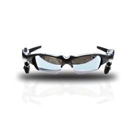 Bluetooth Sunglasses for Men, Polarized Lenses, Foldable Design, Integrated Adjustable Earphones (White mirror)