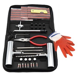 QUNNIE Tyre Repair Kit 48 Pieces Tyre Repair Kit with Connectors Universal Tyre Repair Tools for Repair of Punctures and Plugs Repair Kit for Car Motorcycle Truck Tractor Trailer (48 Pieces