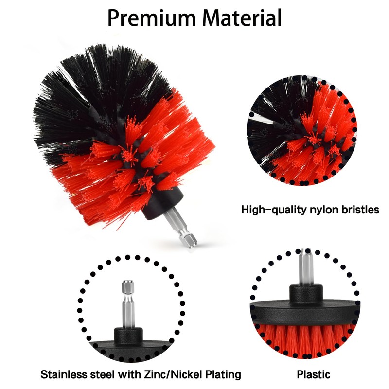 Drill Brush Attachment Set, 7 Pack 1/4in Power Scrubber Brush