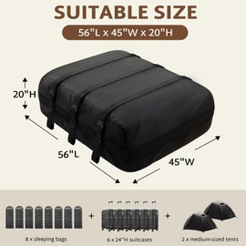 iBirdie Roof Rack Cargo Carrier 29.1 Cubic Feet, Soft-Shell Rooftop Cargo Box, Waterproof Heavy Duty 1200D for Car with/Without Roof Rack, Includes Anti-Slip Mat, Door Hooks, 56x45x20 inches