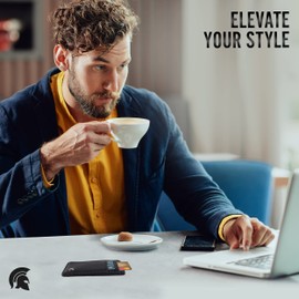 POWR Mens Wallet, Slim Genuine Leather RFID Blocking Minimalist Credit Card Holder (Carbon Fibre), Holds up to 7 Cards and Bank Notes, Ideal for Travel