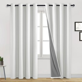 DWCN 100% Blackout Curtains 84 Inches Long for Living Room Cream Thermal Insulated Light & Heat Blocking Full Room Darkening Noise Reducing Grommet 2 Panels Curtain (Cream,52" W x 84" L) 2 Panels