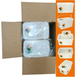 Essential Depot Greener Life Container Box - Pack of 16 - FOOD GRADE - Polypropylene - Safety Seal Lock Tab - Resealable Lid - Removable Handle