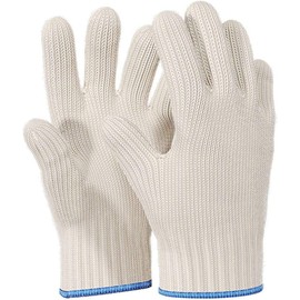Heat Resistant Gloves Oven Gloves Heat Resistant with Fingers Oven Mitts Kitchen Pot Holders Cotton Gloves Kitchen Gloves Double Oven Gloves with Fingers White 1 Pair