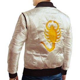 Premium Quality Satin Fabric Quilted Jacket - Golden Embroidery of Scorpio (M)