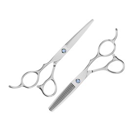 Minkissy 2pcs Left-handed Barber Scissors Flat Teeth 6 Inches Stainless Steel Lefty Hair Cutting