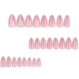 Hkanlre Uñas postizas color almendra, cobertura total, uñas postizas medianas, diseño de flores de verano, para mujer, 24 unidades