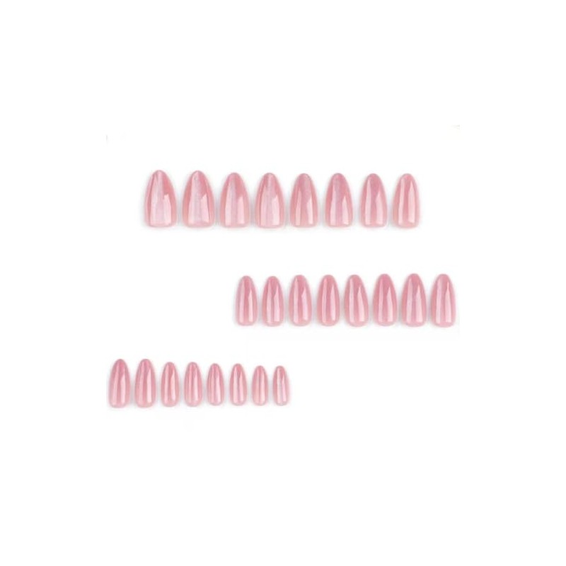 Hkanlre Uñas postizas color almendra, cobertura total, uñas postizas medianas,