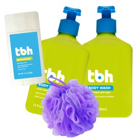 TBH Kids Body Care Kit - 2 Body Washes, Deodorant, and Loofah