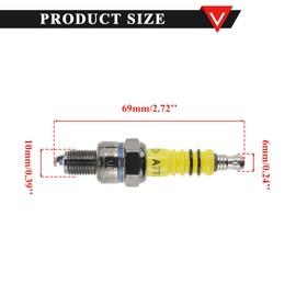 PRO BAT Motorcycle A7TC Spark Plug Replacement for 50cc 70cc 90cc 110cc 150cc Motorcycles ATV Ignition Plug Moped Go Kart Scooter, Yellow 2pcs