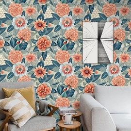 COKCOKR Floral Wallpaper,17.71"*118.1" Thicken Pink Floral Decorative Contact Paper Waterproof Wallpaper Vinyl Self Adhesive Wall Paper for Living Room Cabinets