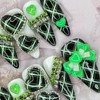 Green Gyaru Cosplay Handmade Nail Tips - Oval S /