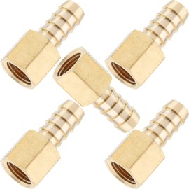 LTWFITTING Hose Nipple, Female Thread Size G (PF) 1/4, Hose Connection Diameter 0.4 inch (10 mm), Hose Brass Fittings, Bamboo Shoot Joint (Pack of 5)