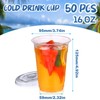 BALDCC 16 oz Clear Plastic Cups With Flat Lids, 50