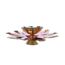 Rastogi Handicrafts Pure Brass & Copper Kamal Lotus Flower Shape Diya Puja Lamp Hindu Pooja Article Diyas Deepak Oil Lamp 6 to 4 inch (5 INCH)