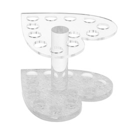 VICASKY Heart Shaped Nail Brush Tool Holder Silver Transparent Nail Art Pen Stand for UV Gel Brushes Prevents Mess and Keeps Workspace Organized