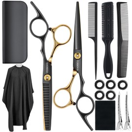 Tijeras para Cortar Cabello Profesional, 15 Piezas Tijeras Barberia, Profesional de Tijeras Peluqueria de Barbero, Kit de Corte de Cabello para Mujeres, Para Hogar/Sala de Belleza/Barbería