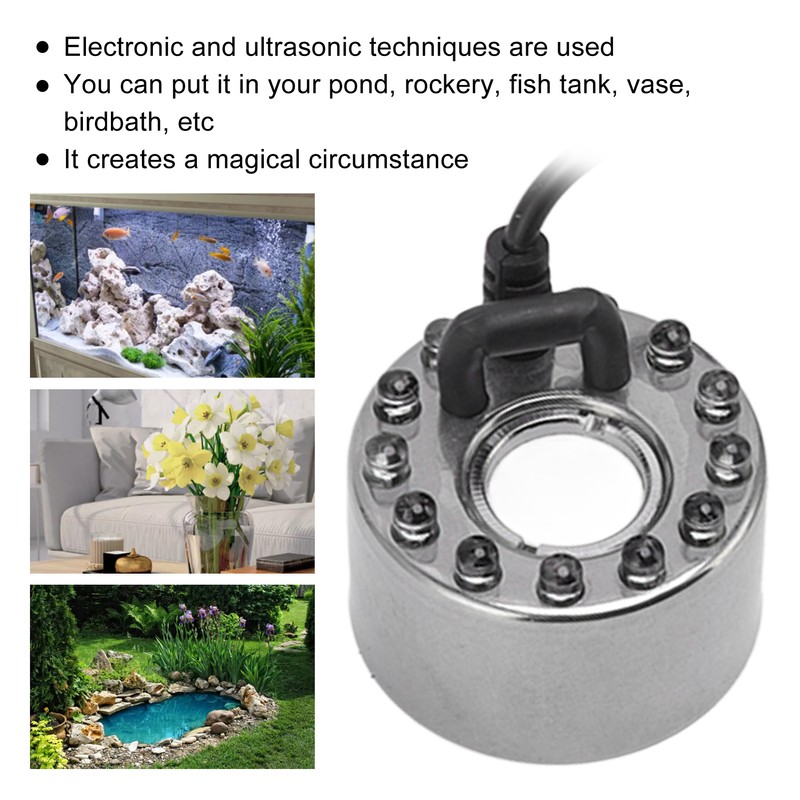 12 Lights Colorful Fog Maker Stainless Steel Water Mist Atomizer