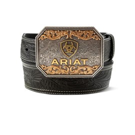 ARIAT Men's Floral Embossed Multi-Finish Belt, Black, 38