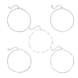 Boho Beads Anklet Multilayer Silver Chain Anklet Brtacelets Beach Accessories Adjustable Foot Jewellery for Women and Girls