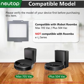 Neutop Replacement HEPA Filters Compatible with iRobot Roomba Max 705 Vac/Plus 504 Vac, Robot Parts High-Effiency Filter Accessories, 9-Pack