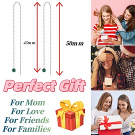 MetJakt Casual Sporty Star Earrings Solid 925 Sterling Silver Ear Line Earring for Women Threader Fine Jewellery, Silver