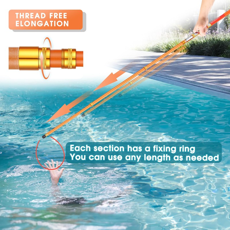 Zilipex 15ft Pool Safety Hook for Poles, Pool Rescue Hook,