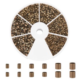 PH PandaHall 3000pcs Tube Crimp Beads 1.5mm 2mm 2.5mm Cord End Caps Brass Tube Crimp End Spacer Beads Loose Stopper Beads for Earring Bracelet Necklace Pendant DIY Jewelry Making, Antique Bronze