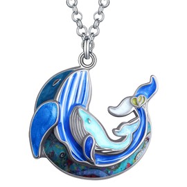 DALANE Enamel Alloy Cute Whale Necklace Ocean Fish Pendant Whale Jewelry Mothers Day Gifts for Women Girls Decor (Blue)
