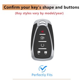 Riasot Leather Key Fob Cover Full Protector Compatible with Malibu Equinox Traverse Camaro Cruze Blazer Volt Bolt (BLACK)