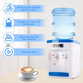 Top Loading Water Cooler Dispenser, Desktop Electric Hot and Cold Dispenser, 5 Gallon Desktop Electric Hot Cold Water Dispenser Small Table Drinking Machine Office Home