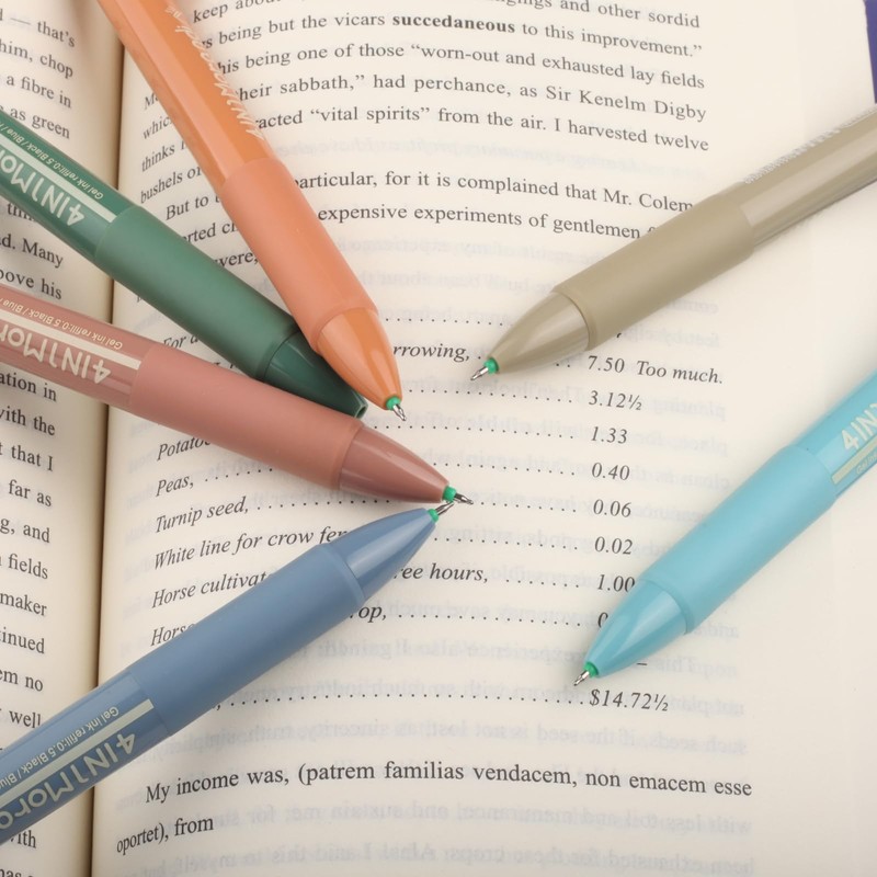 UPENOTE Multicolor Gel Ink Pen,4-In-1 Retractable Ballpoint pens 0.5mm fine